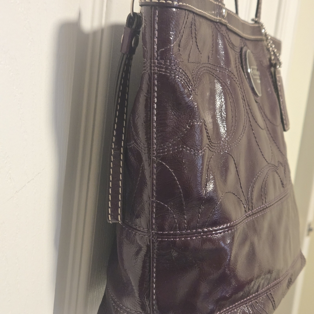 Coach Deep Purple Leather Tote - Picture 7 of 17